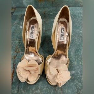 Badgley Mischka Thora Satin Flower Pumps